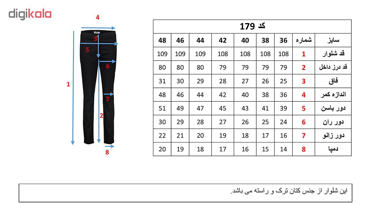 شلوار راسته کتان پاورکش زنانه مشکی مدل 179 -  - 5