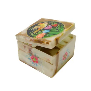 جعبه مرمر طرح گل و مرغ پروین کد 005
