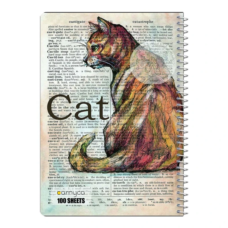 دفتر مشق 100 برگ سیمی کارنیکا طرح روزنامه وینتج حیوانات Vintage Newspaper Animals کد 50706