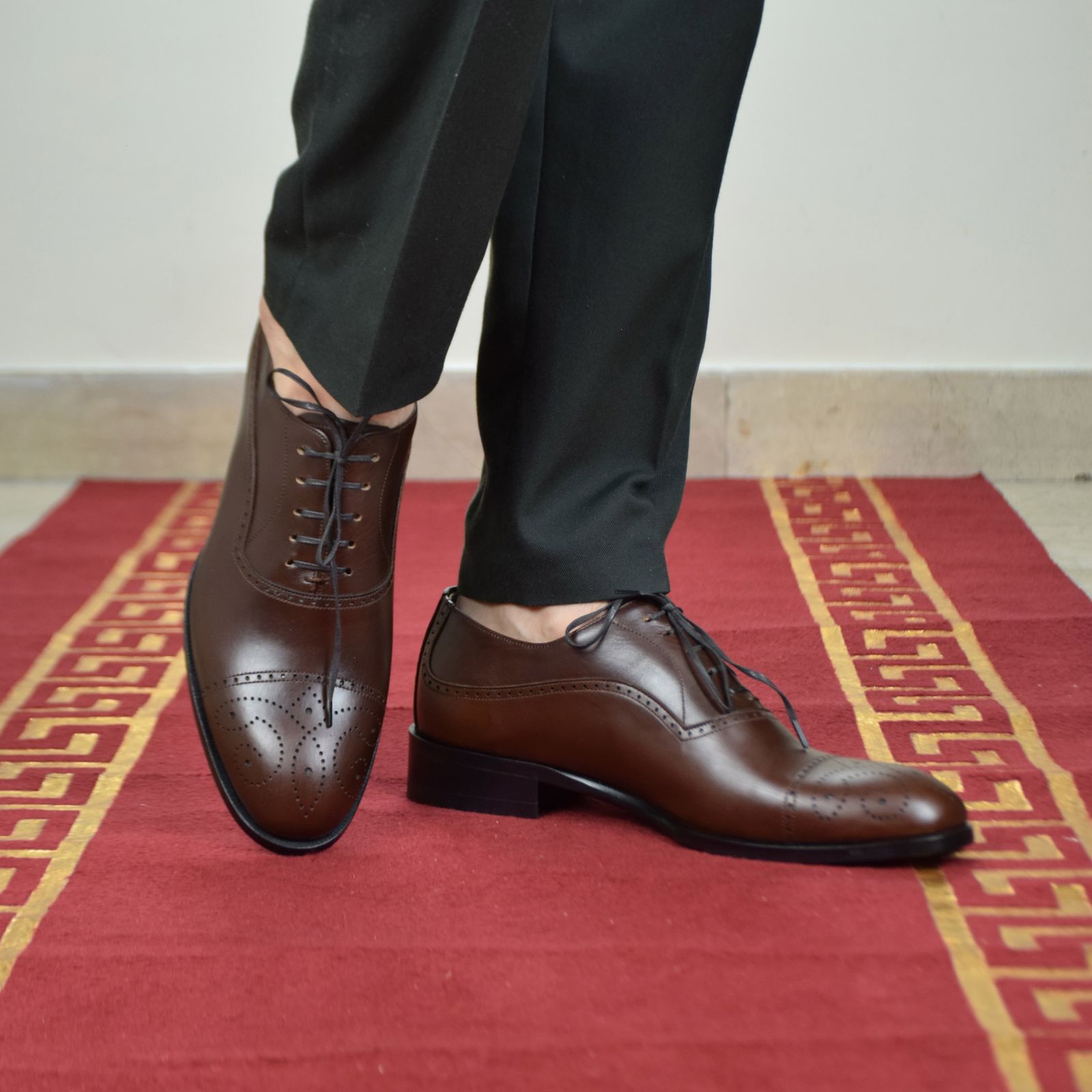 کفش مردانه کرمانی مدل چرم دستدوز طبیعی کد 1073 رنگ قهوه ای -  - 3