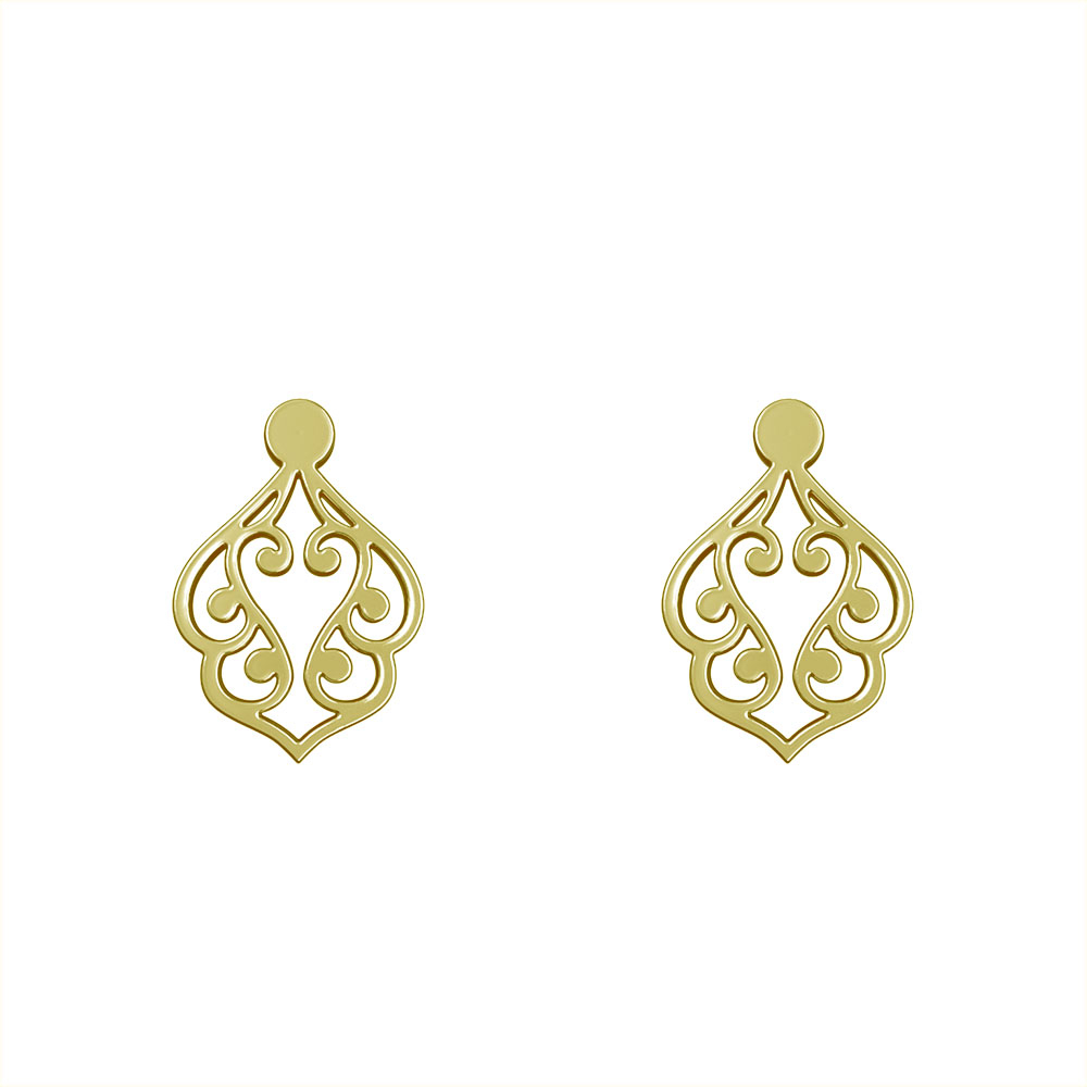 گوشواره طلا 18 عیار زنانه مدوپد مدل اسلیمی کد GA1-15253