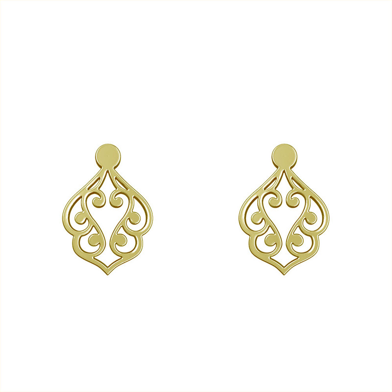 گوشواره طلا 18 عیار زنانه مدوپد مدل اسلیمی کد GA1-15253