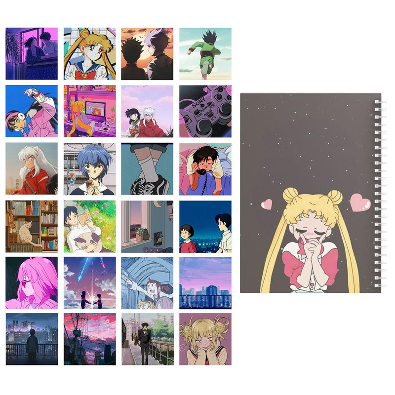دفتر نقاشی 50 برگ باژیکان طرح انیمه پنتون 90s کد 20100995 به همراه فتوکارت مجموعه 24 عددی