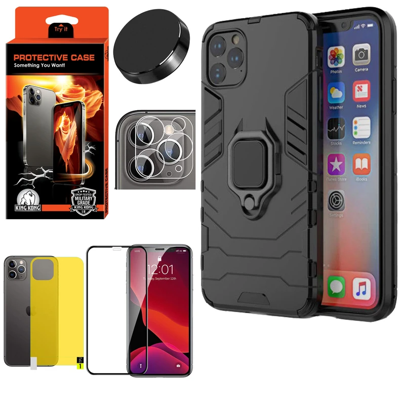 کاور کینگ کونگ مدل BATMAN مناسب برای گوشی موبایل اپل Iphone 11 Pro Max به همراه محافظ صفحه نمایش و محافظ لنز دوربین و برچسب محافظ پشت و پایه نگهدارنده گوشی
