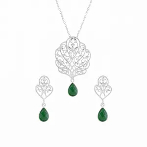 نیم ست نقره زنانه درسان گالری مدل شقایق کد DS707