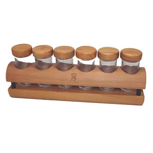 ست جا ادویه 6 پارچه رویش مدل استوانه ای به همراه استند