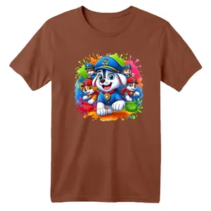 تی شرت آستین کوتاه بچگانه مدل سگ های نگهبان رنگ موکایی