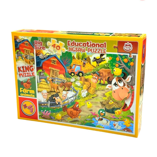 پازل 40 تکه کینگ مدل آموزشی حیوانات مزرعه Farm Animals