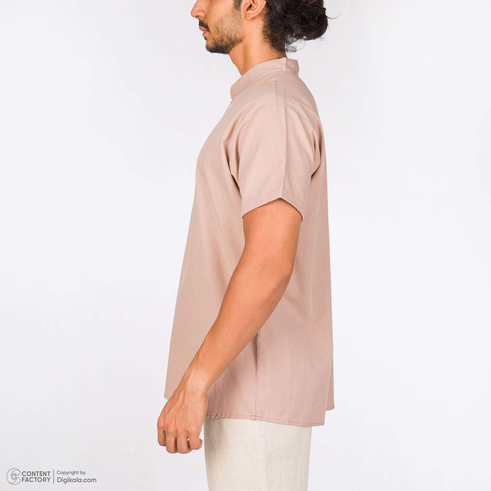 پیراهن آستین کوتاه مردانه افراتین مدل لینن رنگ نسکافه ای -  - 4