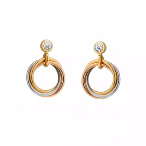 گوشواره طلا 18 عیار زنانه گالری روبی مدل سه رنگ دیور