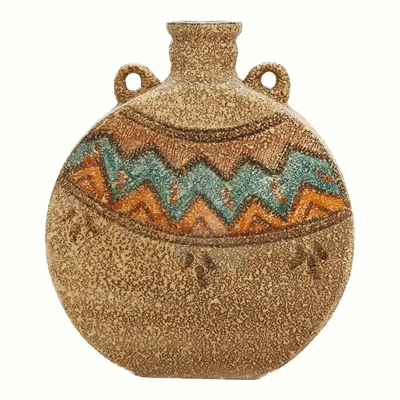 گلدان سفالی مدل قمقمه سلجوقی طرح سیلک کد SI-003