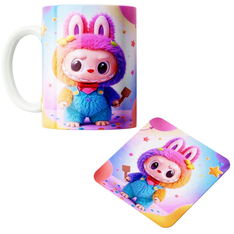 ماگ پاد آفرین مدل لبوبو کد z168 به همراه زیر لیوانی