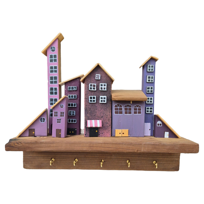 جاکلیدی دیواری چوبی مدل Lavender Village 1