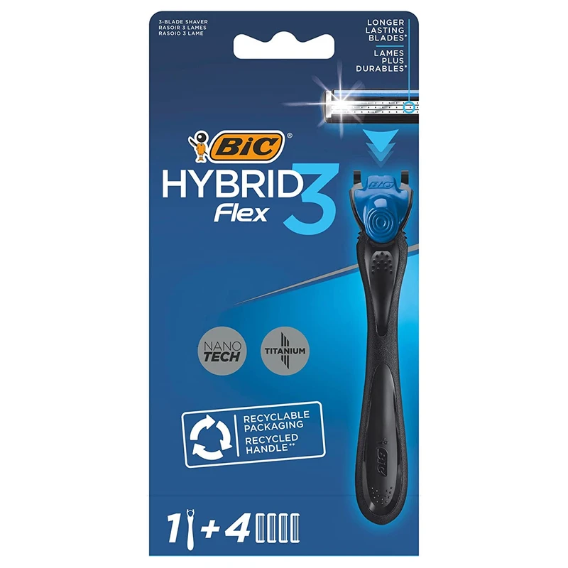 خود تراش بیک مدل Hybrid 3 Flex به همراه تیغ یدک بسته 4 عددی