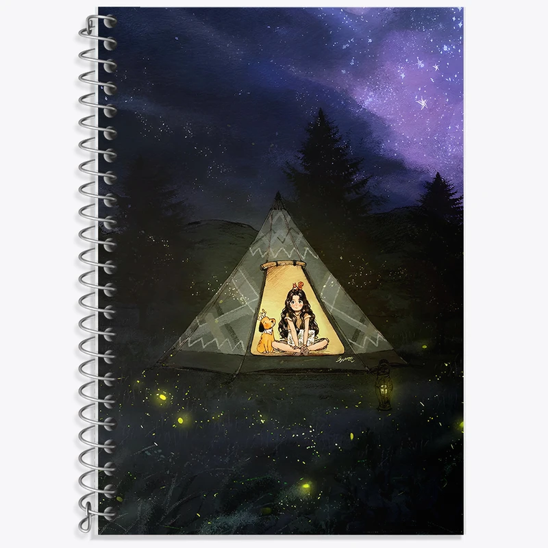 دفتر زبان 50 برگ خندالو مدل سه خط طرح کمپ در طبیعت کد F8219