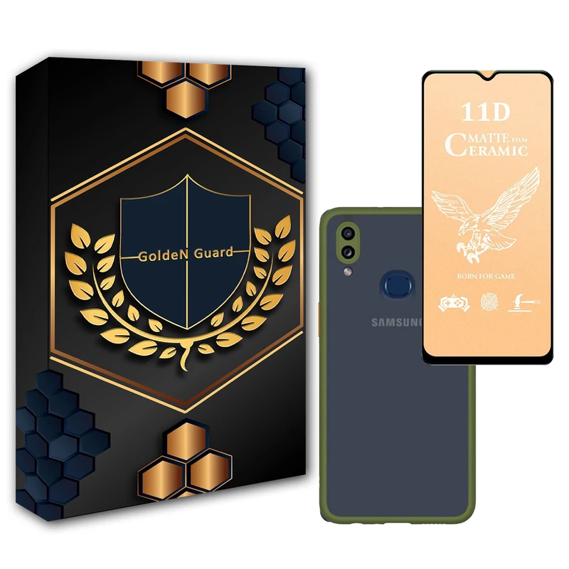 کاور گلدن گارد مدل هیبریدی پشت مات کد RS_22 مناسب برای گوشی موبایل سامسونگ Galaxy A20/A30 به همراه محافظ صفحه نمایش سرامیک مات