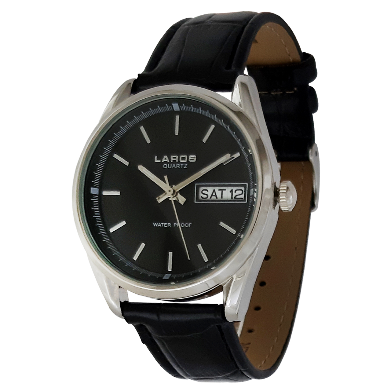 ساعت مچی عقربه ای مردانه لاروس مدل 1117-80127-s-dd به همراه دستمال مخصوص برند کلین واچ