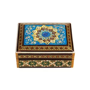 جعبه جواهرات خاتم کاری طرح شمسه تذهیب کد 4-2