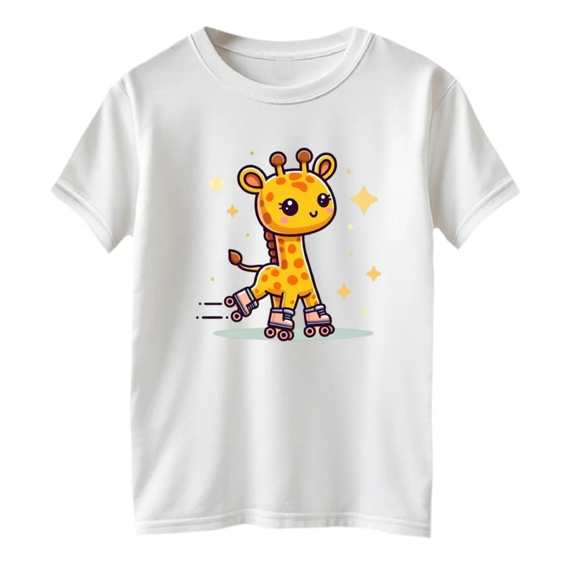 تی شرت آستین کوتاه بچگانه مدل زرافه اسکیت