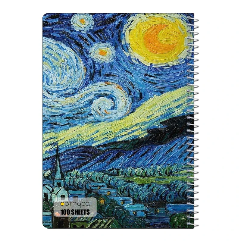 دفتر مشق 100 برگ سیمی کارنیکا طرح شب پرستاره فانتزی ون گوگ Fantasy Starry Night Van Gogh کد 73087