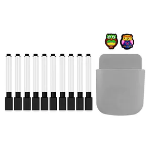 ماژیک وایت برد مغناطیسی مدل پاک کن دار به همراه هولدر و مگنت مجموعه ۱۳ عددی