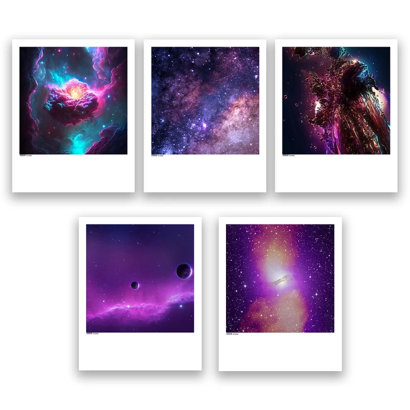 آویز تزیینی عرش مدل فانتزی فضا و کهکشان کد Asa1079 مجموعه پنج عددی