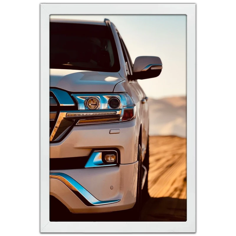 تابلو بکلیت طرح ماشین و خودرو تویوتا لندکروز Toyota LandCruiser مدل W-po1984 فریم سفید