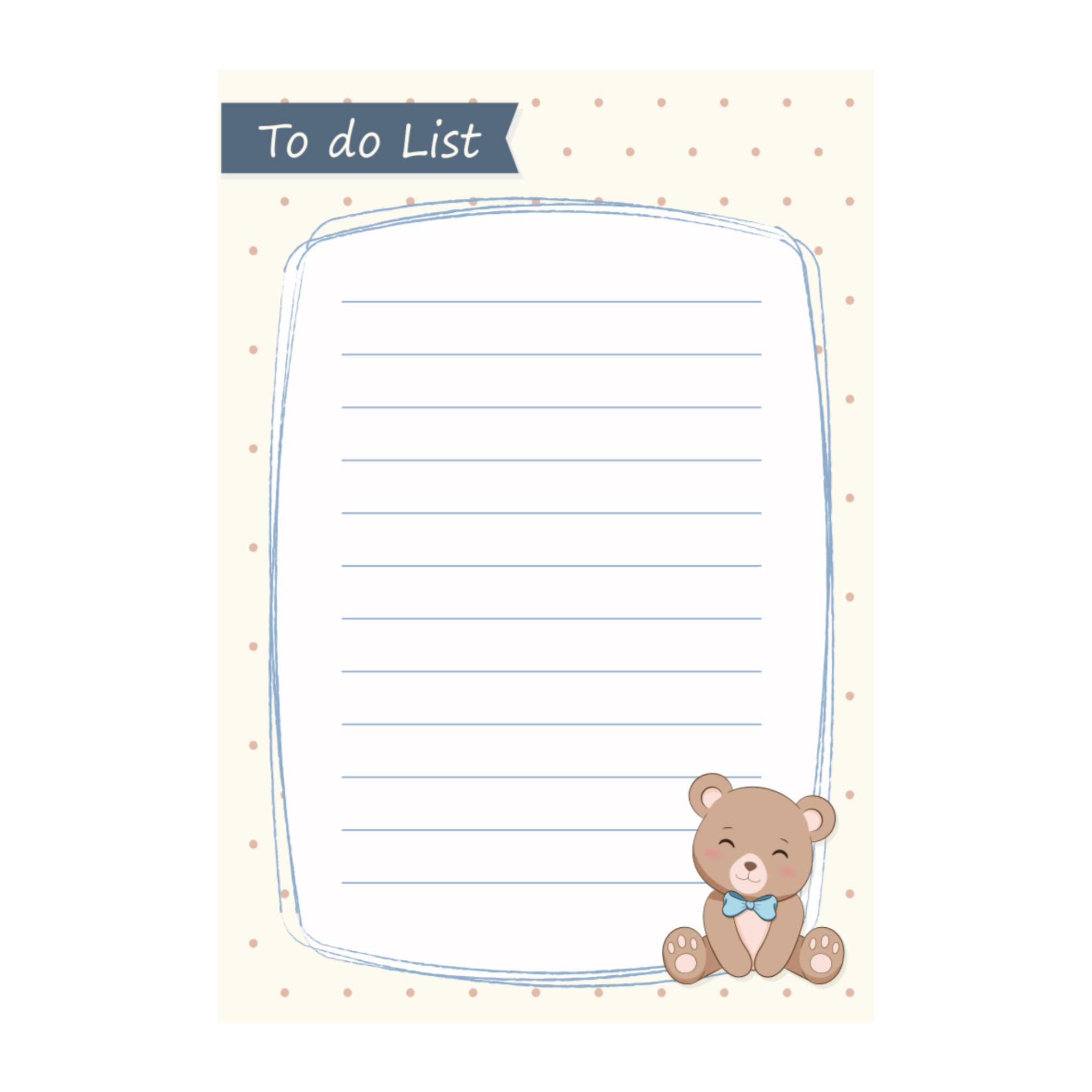 کاغذ یادداشت چسب دار مدل to do list طرح خرس پاپیون دار کد 2