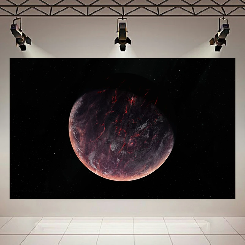 تابلو بوم طرح مخمل  کهکشان و ستارگان مدل fire planet کد AR3062226