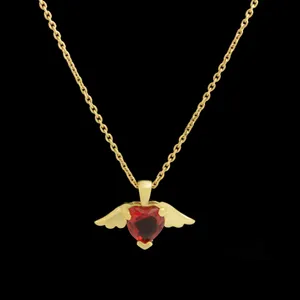 گردنبند طلا 18 عیار زنانه طلای مستجابی مدل قلب فرشته کد 670189