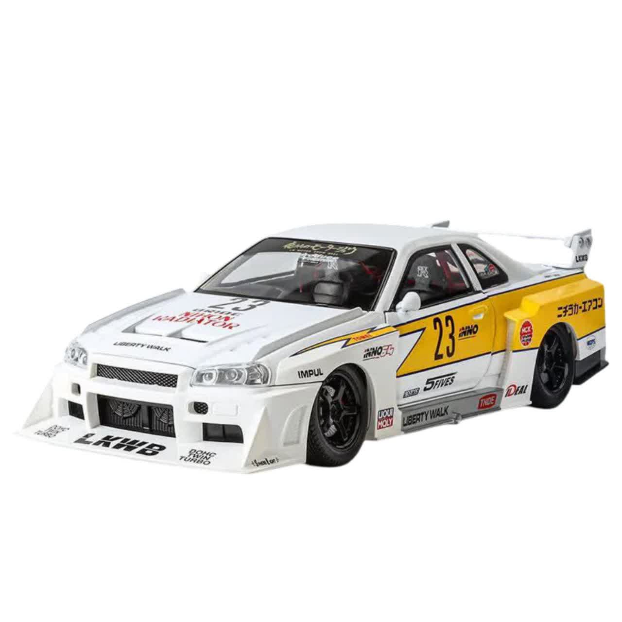ماکت ماشین ناب سل مدل  نیسان جی تی آر اسکای لاین فلزی رالی مسابقه ای اسپرت موزیکال چراغدار NISSAN SKYLINE GTR1:24 NAAB001