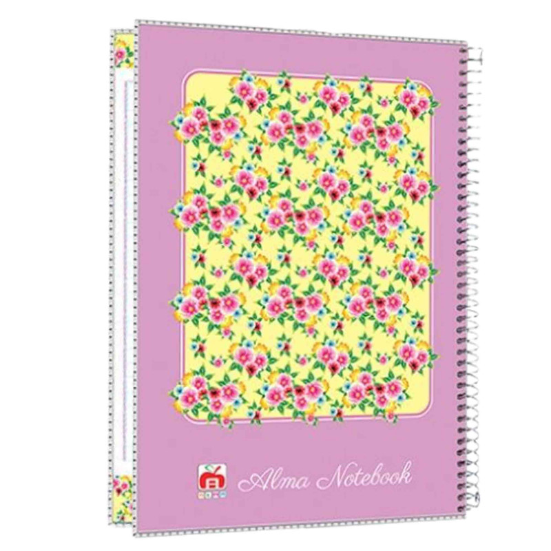 دفتر مشق 60 برگ آلما طرح FLOWER مدل طلقی کد 7696