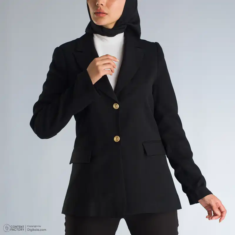 مانتو کتی زنانه گردیه مدل 312134 رنگ مشکی