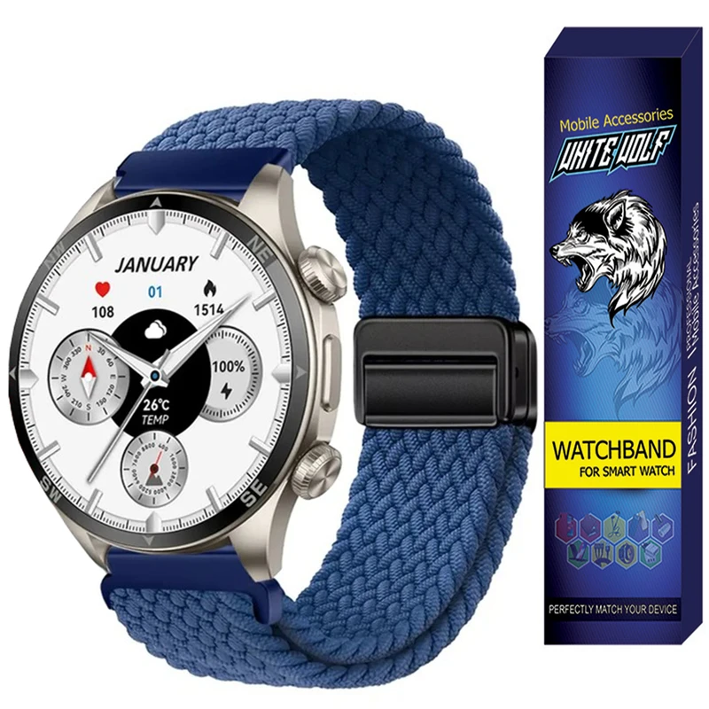 بند وایت ولف مدل WB-Braided مناسب برای ساعت هوشمند گلوریمی GX SPORT 22mm