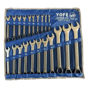 آچار یکسر تخت و یکسر رینگی یوفی مدل Cr-V مجموعه 21 عددی