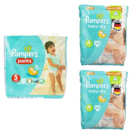 پوشک کودک پمپرز مدل New baby dry سایز 4 مجموعه 2 عددی به همراه پوشک سایز 5