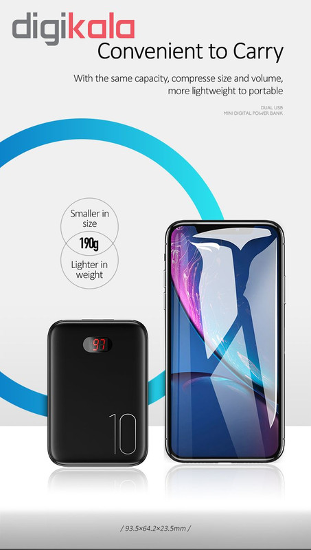 پاور بانک یوسمز مدل power bank PB9 Mini ظرفیت 10000 میلی آمپر ساعت