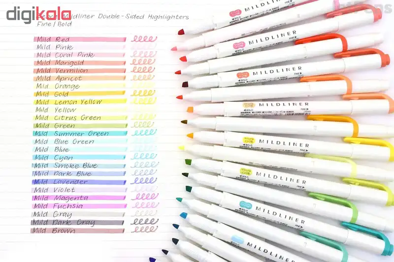 ماژیک علامت گذار 20 رنگ زبرا مدل آرتان MILDLINER (بدون قاب طلقی)