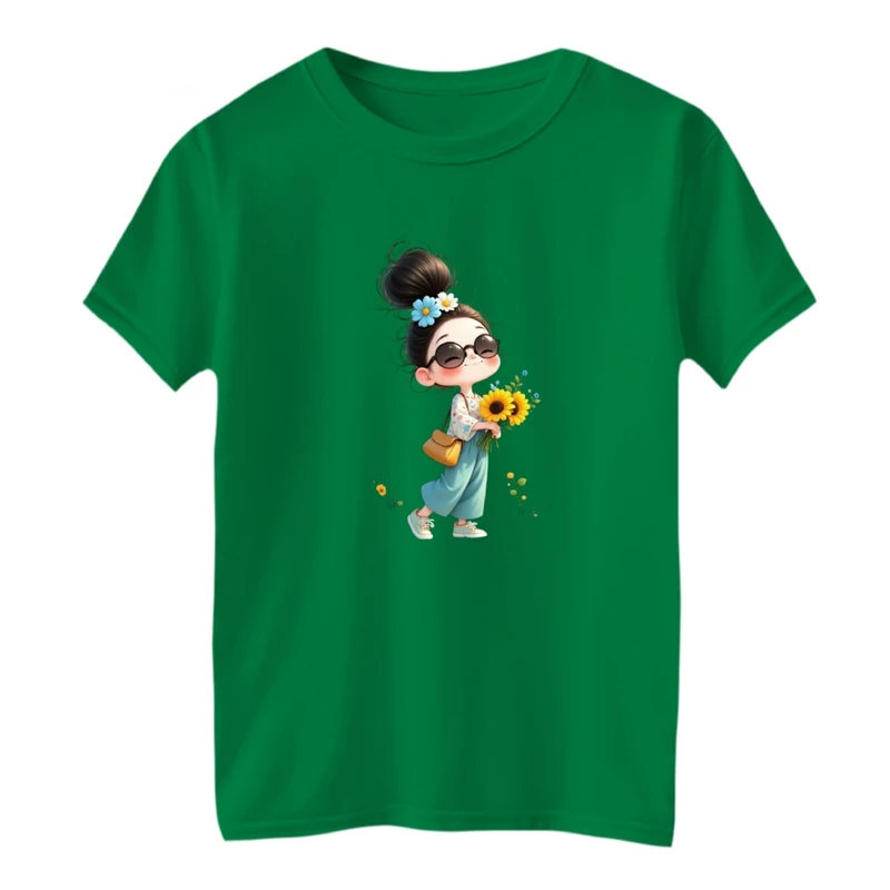 تی شرت آستین کوتاه بچگانه مدل دخترک آفتاب گردون