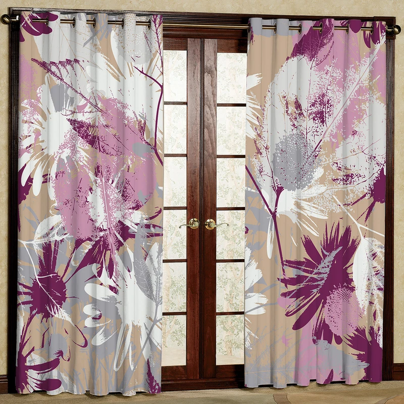 پرده مدل گل دار مخمل پانچی کد 1118 سایز 140x280 سانتی متر