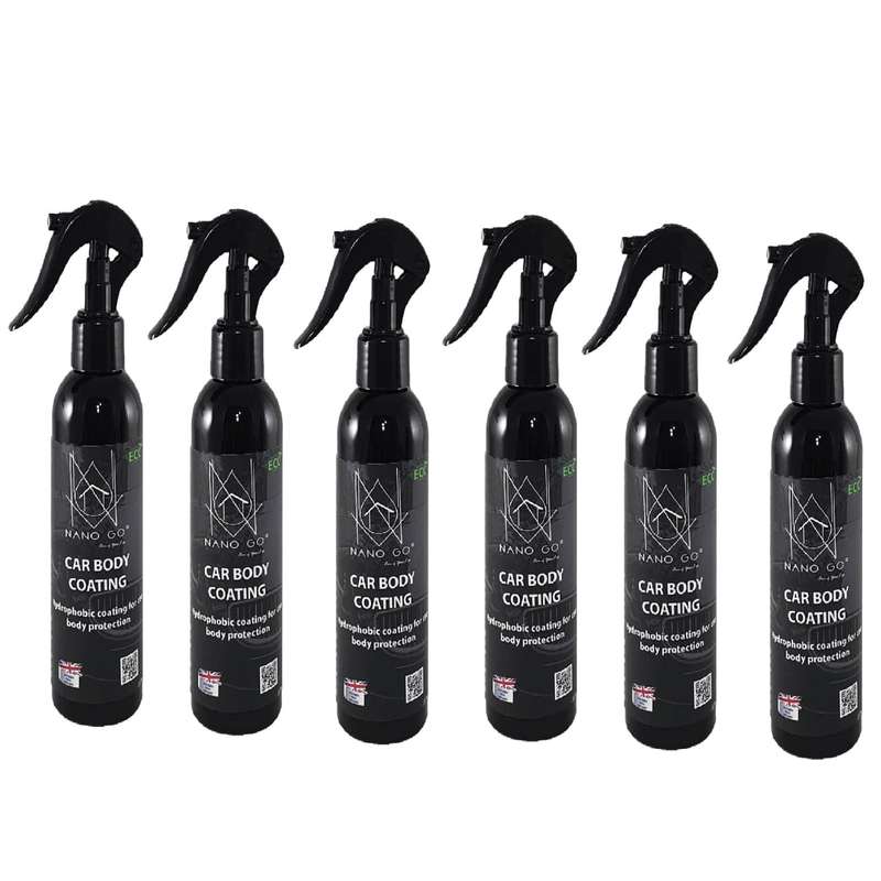  پوشش نانو سرامیک و آبگریز بدنه فوری خودرو نانو گو مدل CAR BODY COATING حجم 250 میلی لیتر بسته 6 عددی