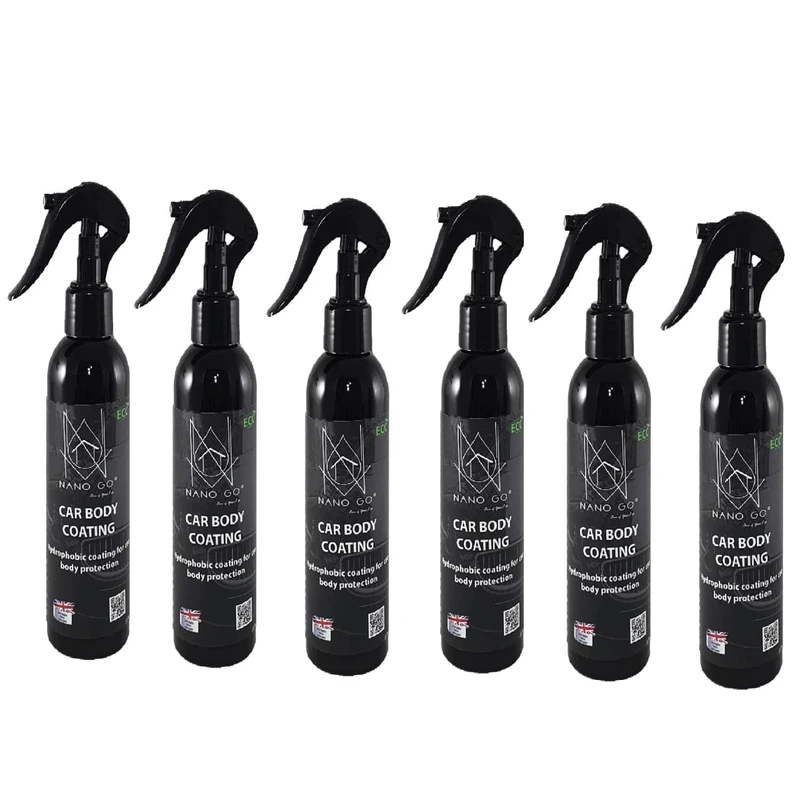 پوشش نانو سرامیک و آبگریز بدنه فوری خودرو نانو گو مدل CAR BODY COATING حجم 250 میلی لیتر بسته 6 عددی