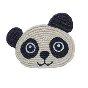 زیر لیوانی بافتنی مدل پاندا