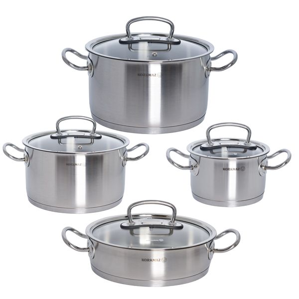 سرویس قابلمه و تابه استیل 8 پارچه کرکماز مدل پرولاین کد 1147