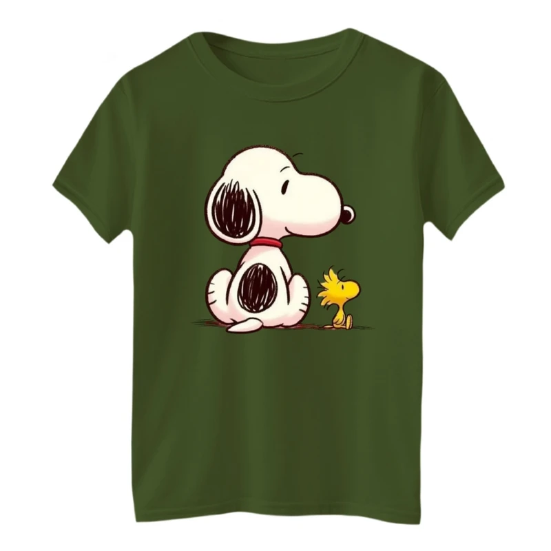 تی‌شرت آستین کوتاه لانگ بچگانه مدل اسنوپی و جوجه