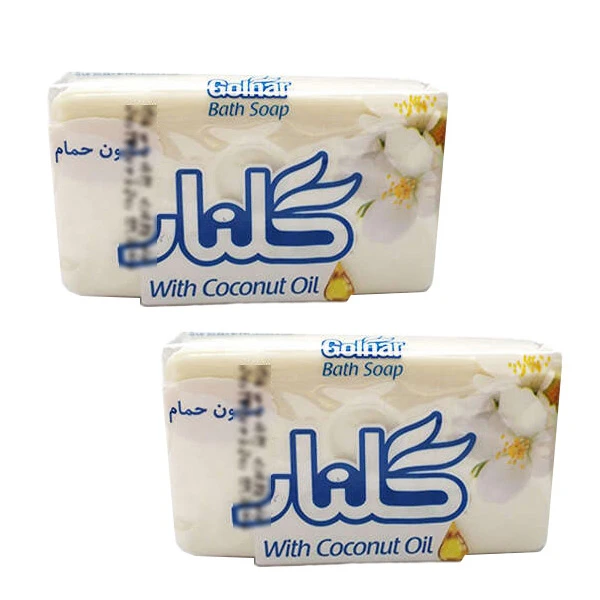 صابون شستشو ضد آلودگی صورت و بدن گلنار مدل Coconut oil مناسب برای انواع پوست وزن 130 گرم بسته 2 عددی
