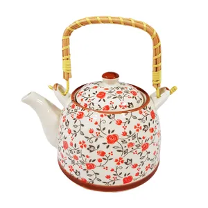 قوری مدل شکوفه بهاری طرح حصیری کد 203