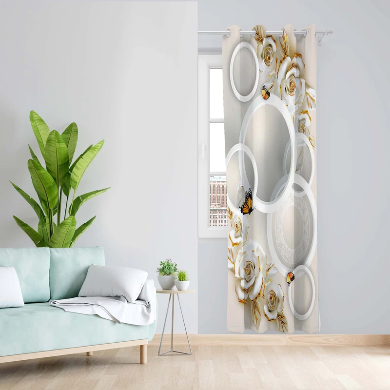 پرده طرح گل مدل مخمل پانچی کد 5106L z سایز 140x200 سانتی متر