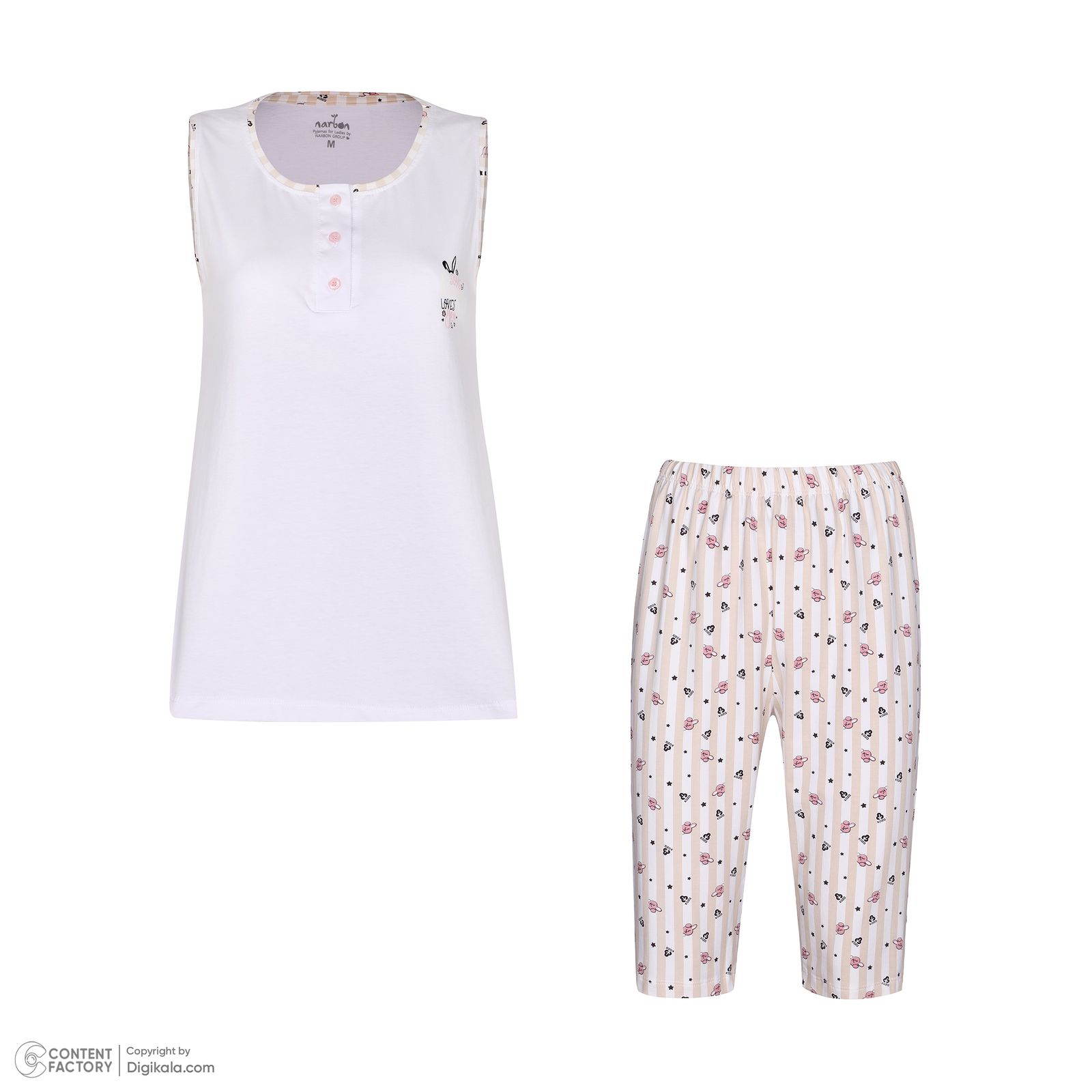 ست تاپ و شلوارک زنانه ناربن مدل 15211128 رنگ سفید -  - 3
