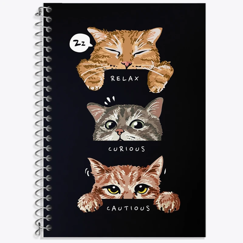 دفتر زبان 50 برگ خندالو مدل سه خط طرح گربه (Cat) کد F1473